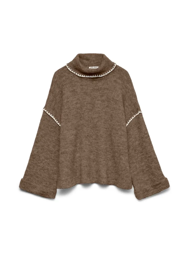 VERO MODA Jersey 'AWElla' marrón / blanco