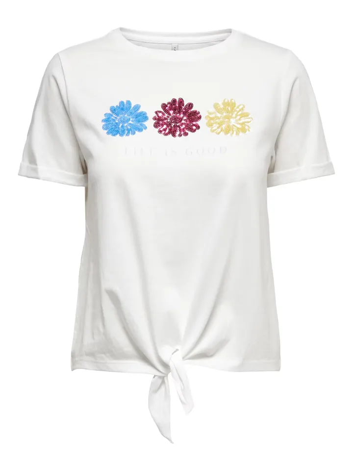ONLY Camiseta 'ONLDORA' azul cielo / borgoña / offwhite