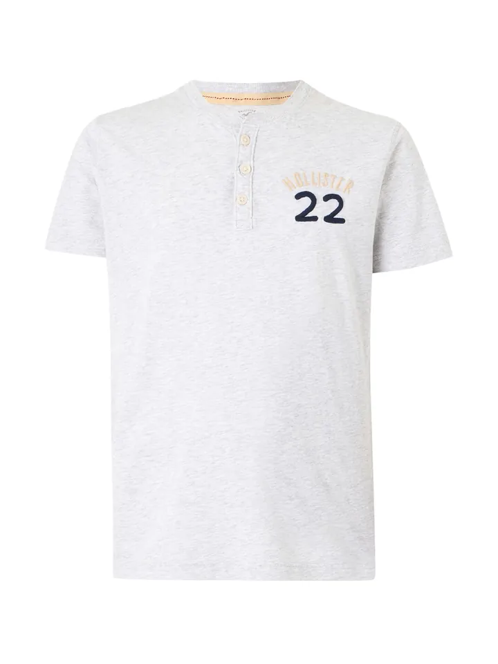 HOLLISTER Camiseta gris moteado / naranja claro / negro