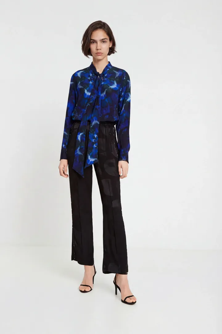 Desigual, Blusa estampado mandalas tie dye, Viscosa, Azul, M