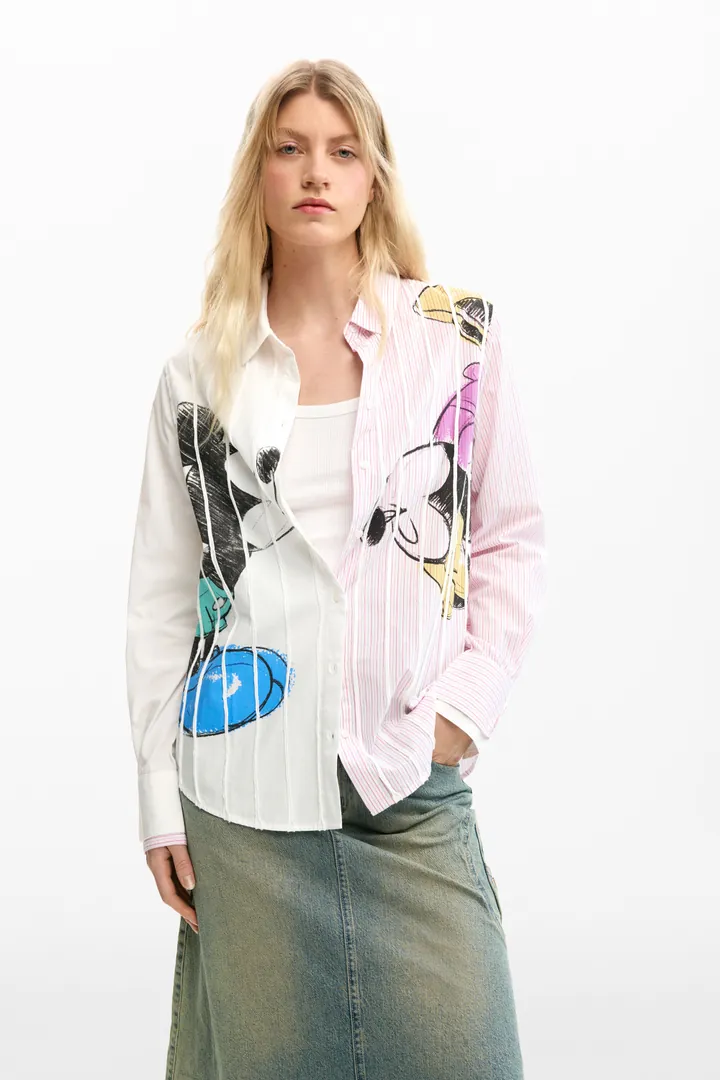 Desigual, Camisa Mickey y minnie mouse™, Mujer, Algodon, Blanco, L