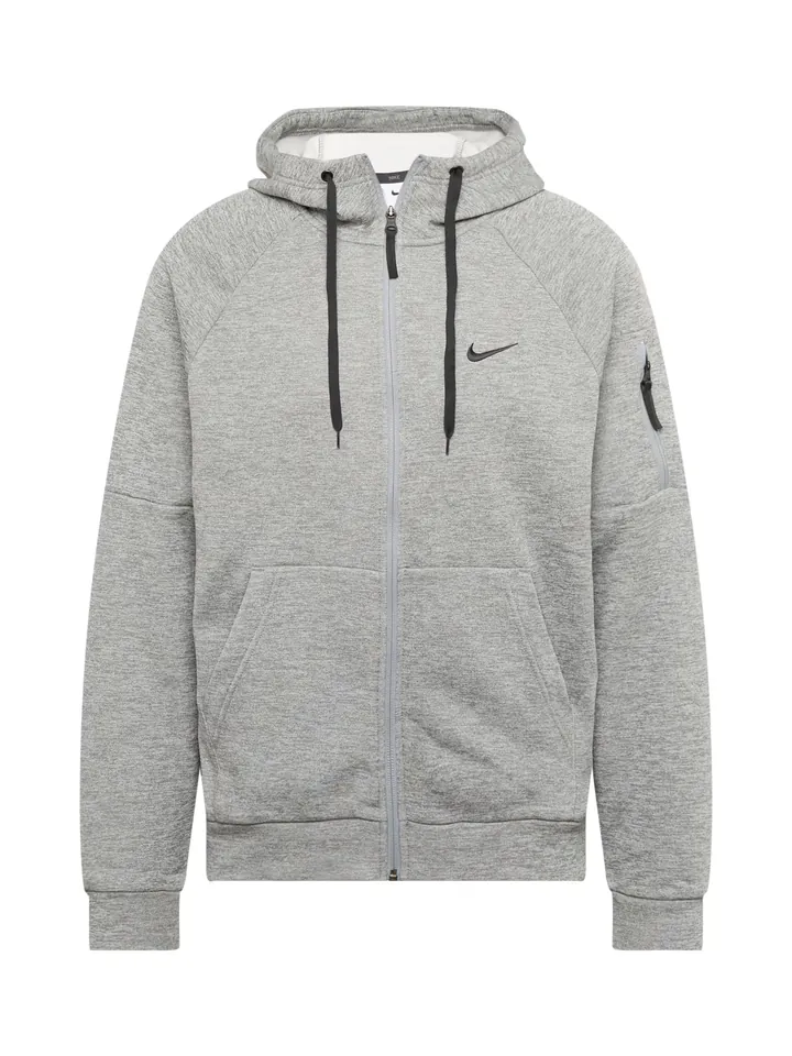 NIKE Sudadera con cremallera deportiva gris moteado / negro