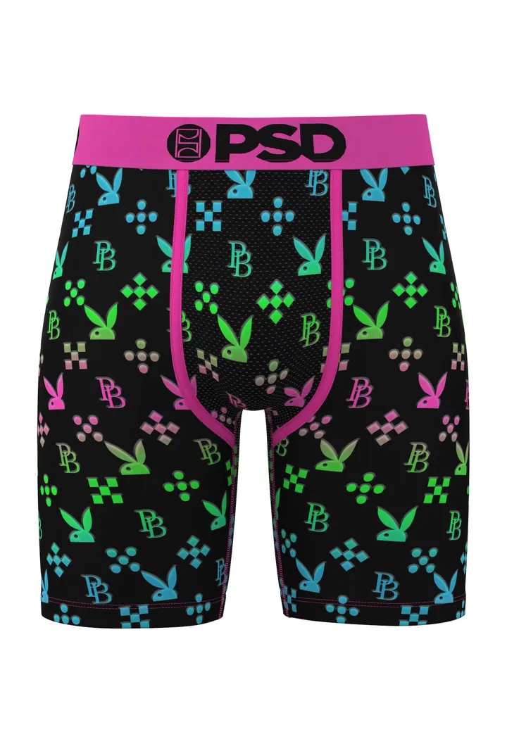 PSD Calzoncillo boxer 'Pleyboy Emblem' azul claro / verde neón / rosa / negro