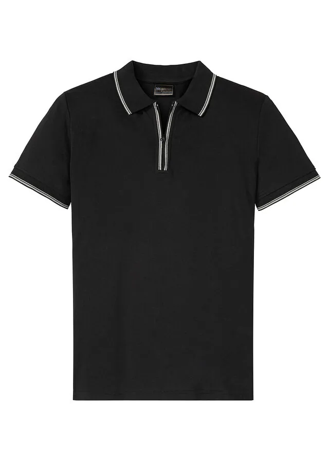 Polo de piqué con cremallera, de algodón puro