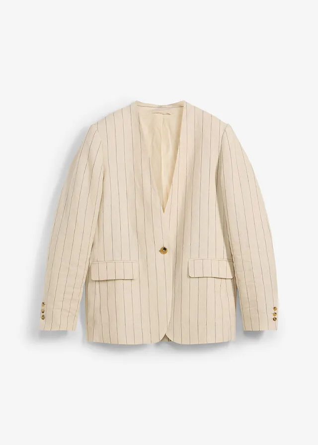 Chaqueta sin cuello de lino puro