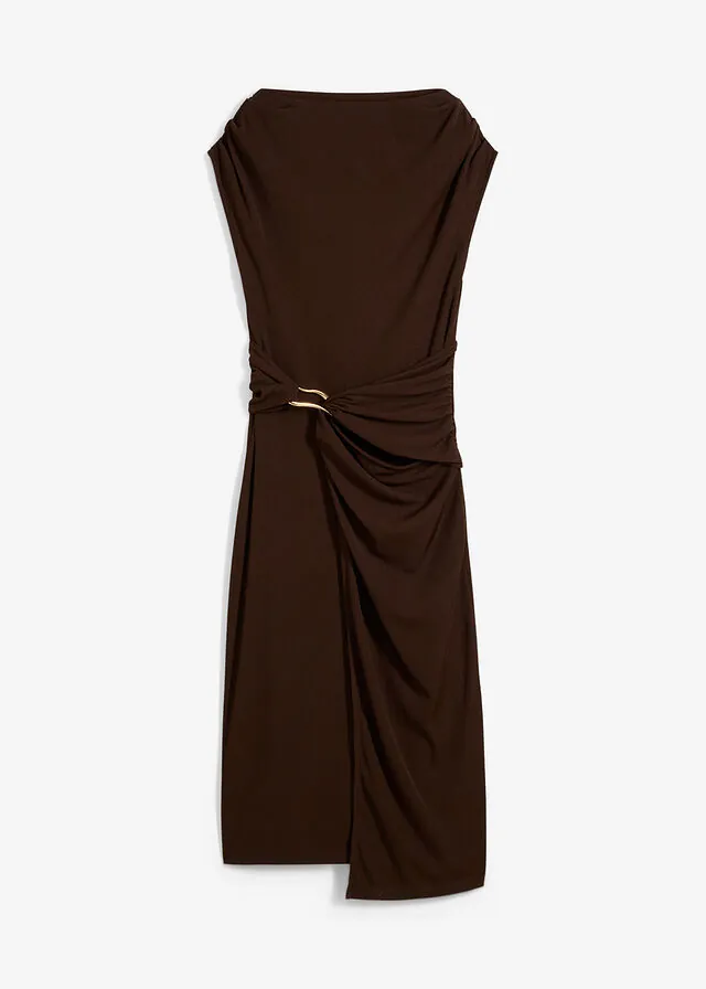 Vestido midi drapeado con efecto acanalado
