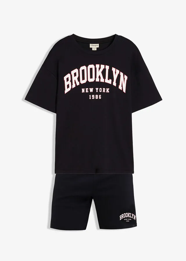 Camiseta y pantalón corto de algodón orgánico pesado (conjunto de 2 piezas)