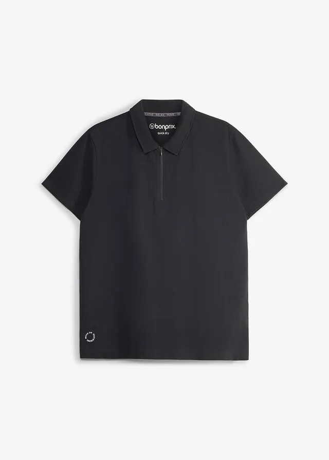 Polo deportivo con cremallera y material de secado rápido para hombres