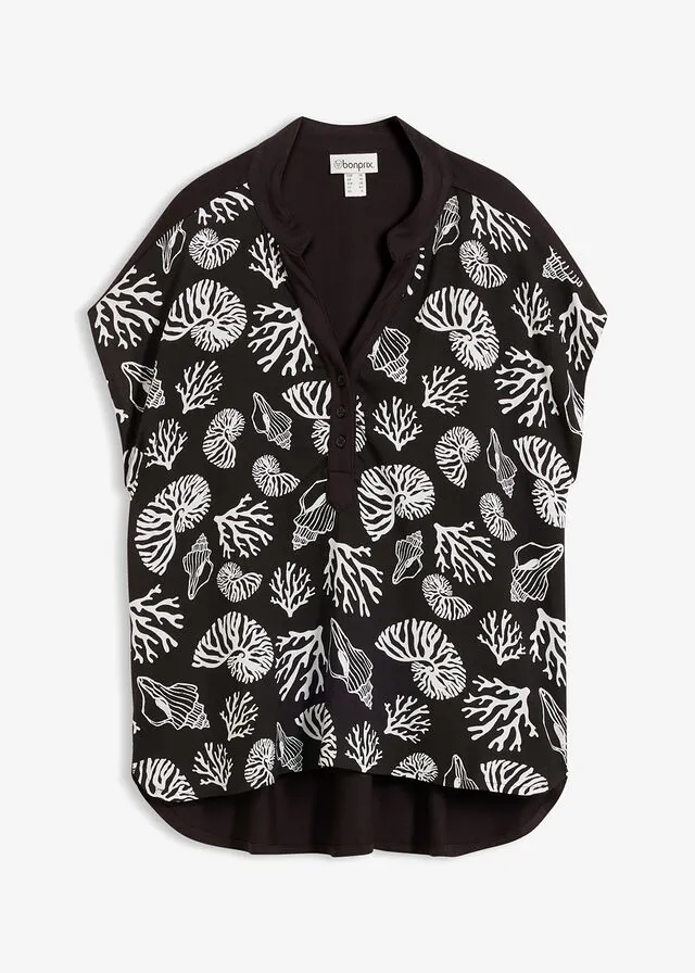 Blusa de mezcla de materiales
