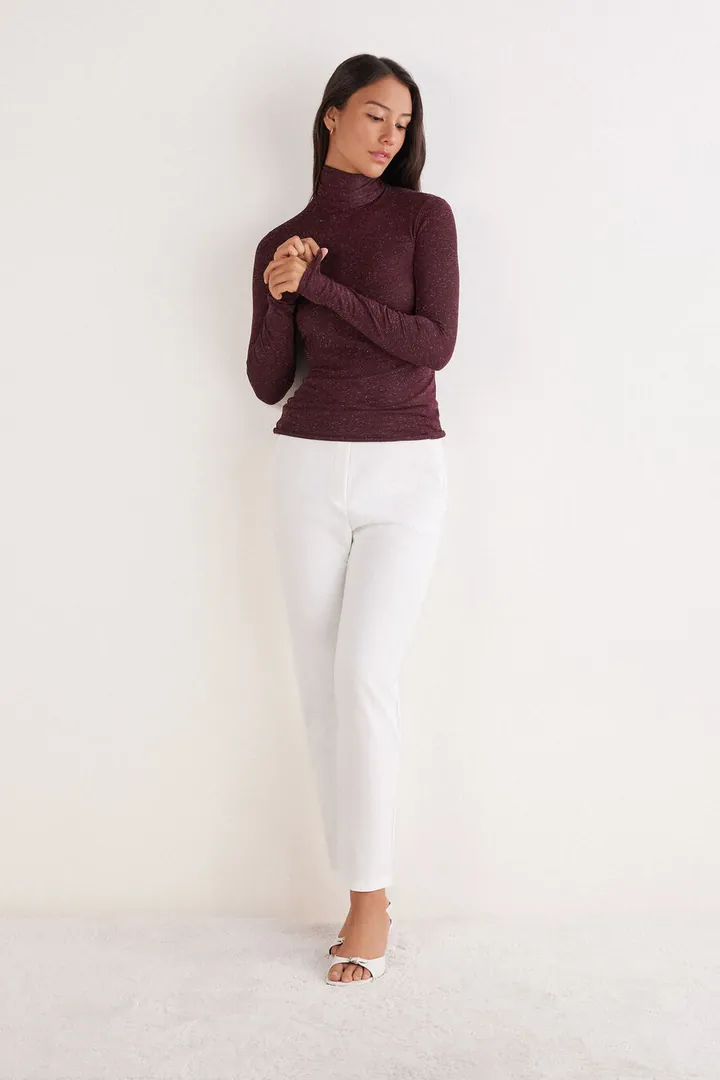 Intimissimi Camiseta de Cuello Alto de Modal Ligero con Cashmere Lamé Mujer Azul Tamaño L