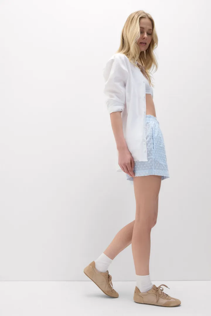 Intimissimi Shorts de Tela de Algodón Plumetis Romantic Stripes Mujer Rayas Tamaño L