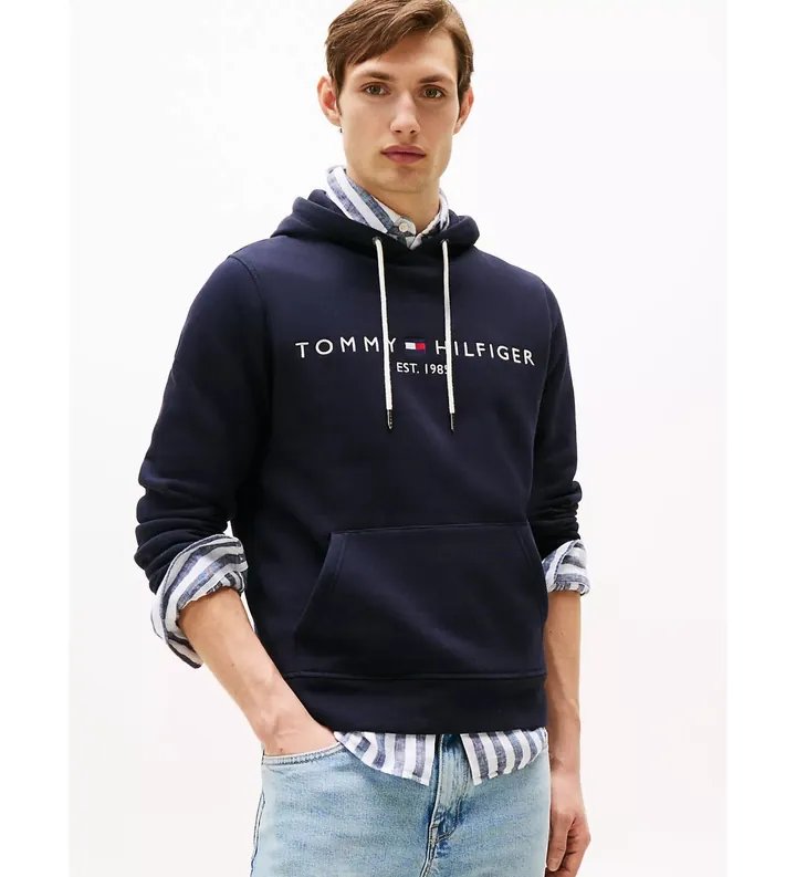 Tommy Hilfiger para hombre. MW0MW10752 Sudadera Core Logo marino (3XL), Casual, Poliéster, Manga larga, Algodón Orgánico