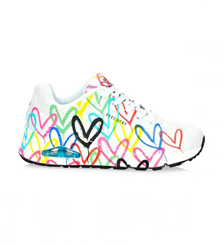 Skechers para mujer. 155507 Zapatillas Uno multicolor, blanco (36), 3 a 5cm, Cordones