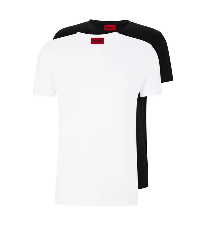 HUGO para hombre. 50325440 Pack 2 Camisetas Round blanco, negro (3XL), Casual, Algodón, Manga corta, Sostenible