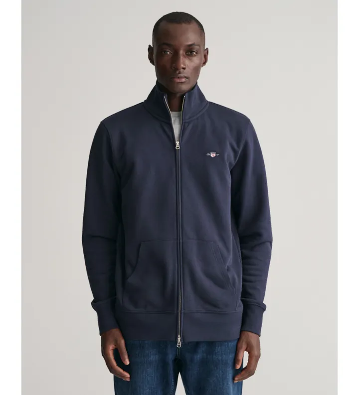 Gant para hombre. 2008006 Sudadera Shield con cremallera marino (3XL), Casual, Algodón, Manga larga