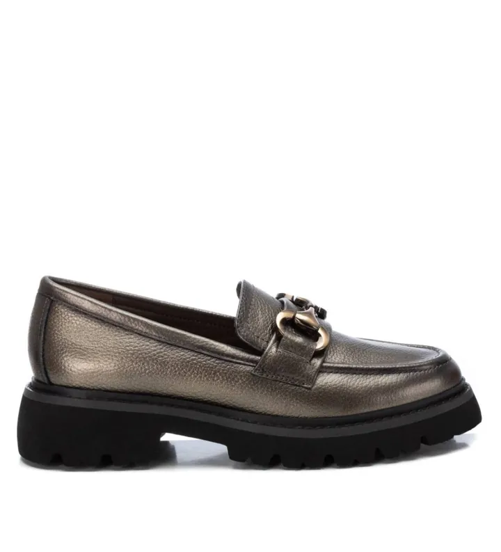 Carmela para mujer. 16199101-PLOMO Mocasines de piel 161991 plateado (36), Plata, Plano, Ninguno, Casual
