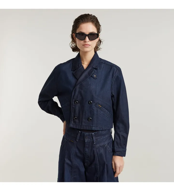 G-Star para mujer. D25339-4639-G831 Chaqueta Cropped Peacoat marino (L), Casual, Algodón