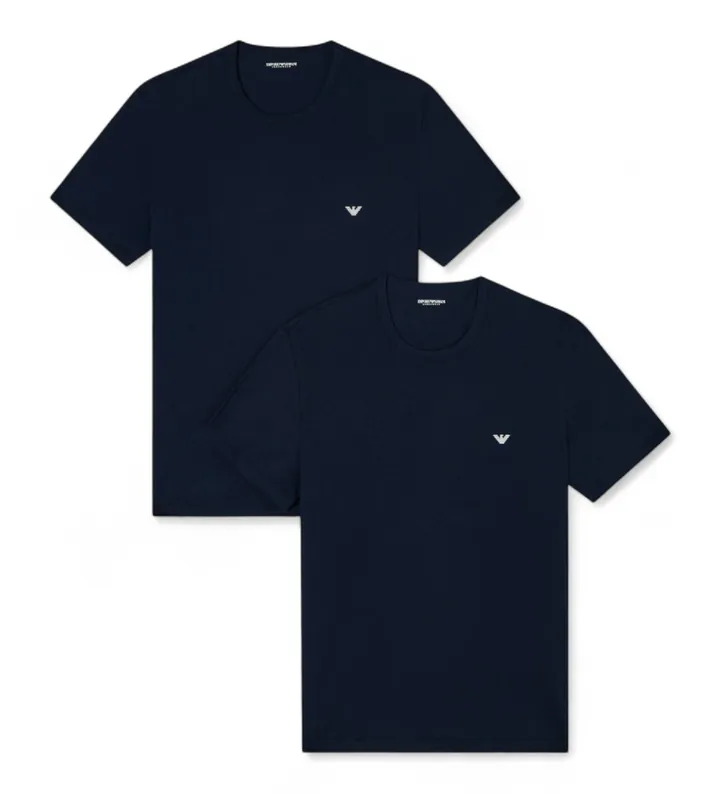 Emporio Armani para hombre. EM000391_AF14132 Set de 2 camisetas interiores Cuello Redondo marino (L), Azul, Homewear, Algodón, Manga corta
