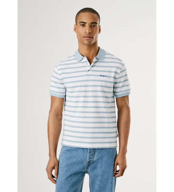 Pepe Jeans para hombre. PM542305 Polo River azul (L), Casual, Algodón, Manga corta