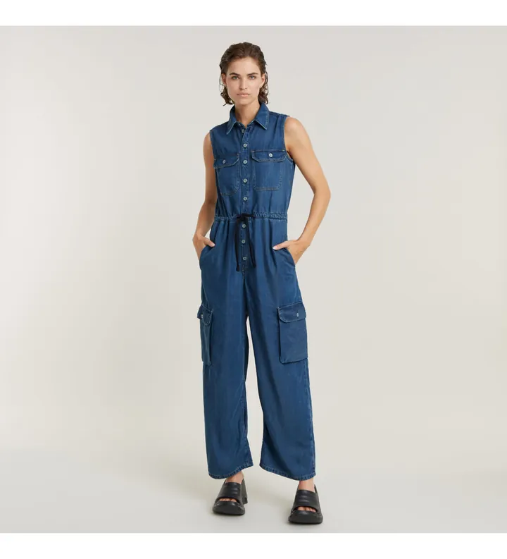 G-Star para mujer. D24397-D548-G645 Mono Soft Utility azul (M), Casual, Sin mangas / Tirantes, Lyocell