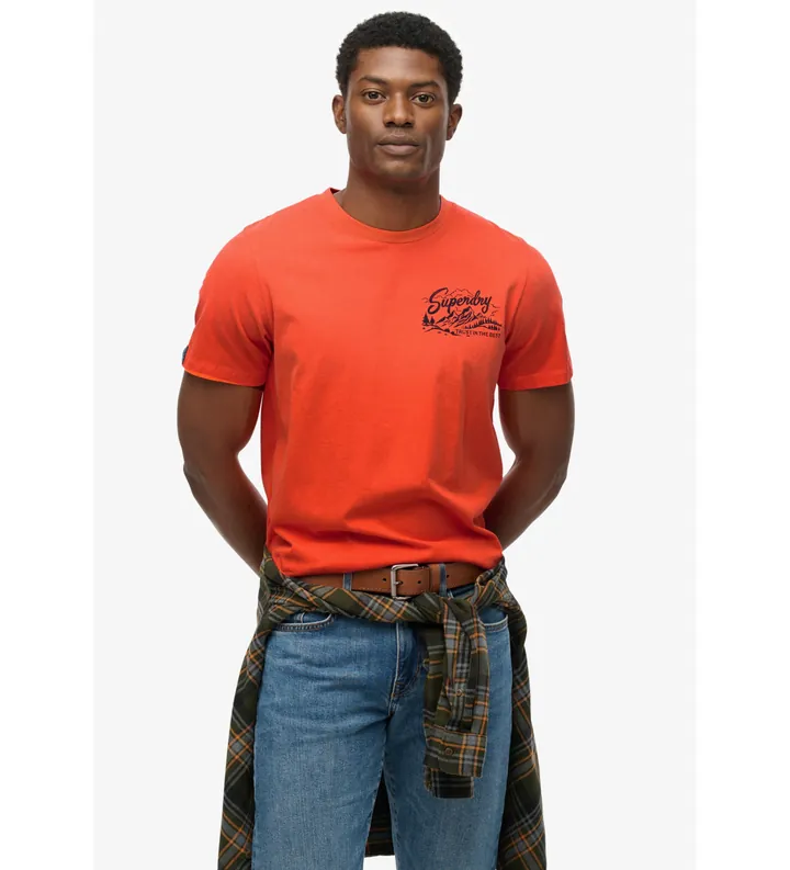Superdry para hombre. M1012241A Camiseta LoFi Outdoors Relaxed rojo (L), Casual, Algodón, Manga corta