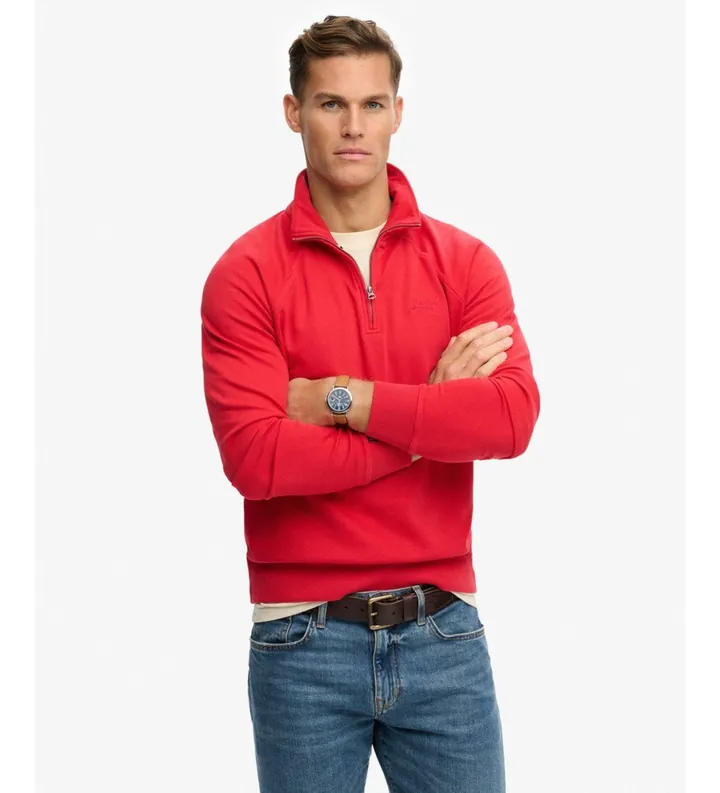 Superdry para hombre. M2014309A Jersey Essential Logo Raglan Henley rojo (L), Casual, Algodón