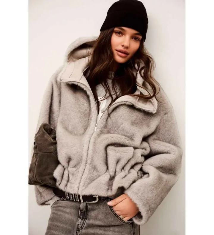 BA&SH para mujer. 1H25PAND Abrigo Pandy gris (38), Casual, Poliéster