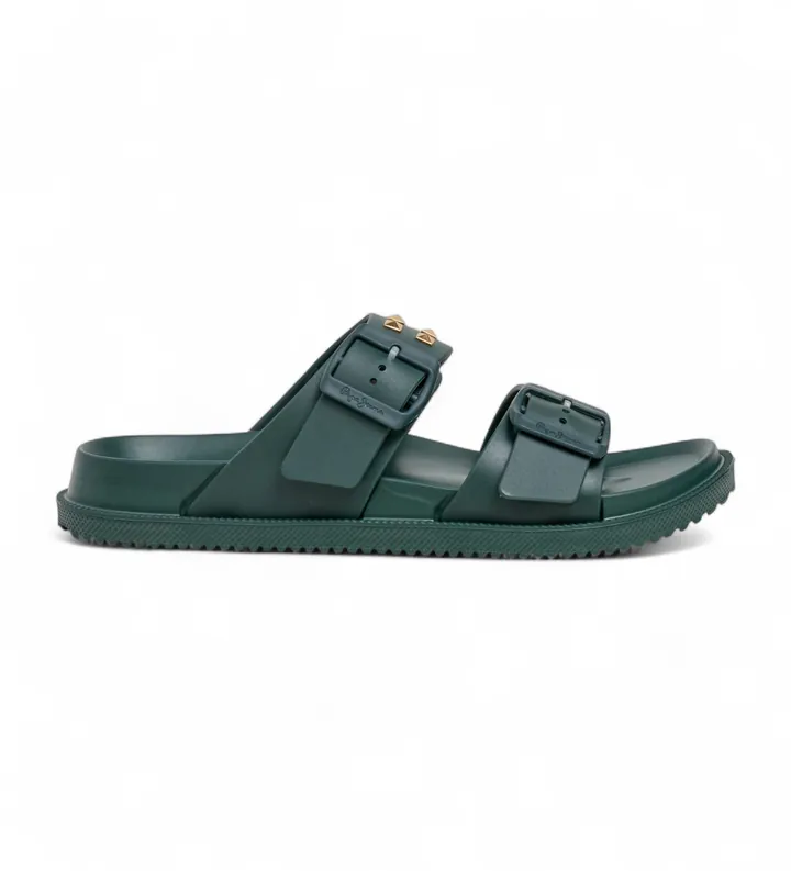 Pepe Jeans para mujer. PLS700005 Sandalias Ocean Studs verde (36), Plano, Ninguno, Casual, Beachwear
