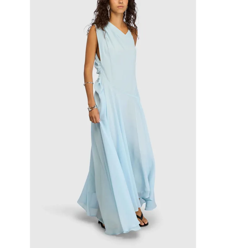 Semicouture para mujer. S6ST54 Vestido Allie azul (42), Casual, Acetato, Sin mangas / Tirantes