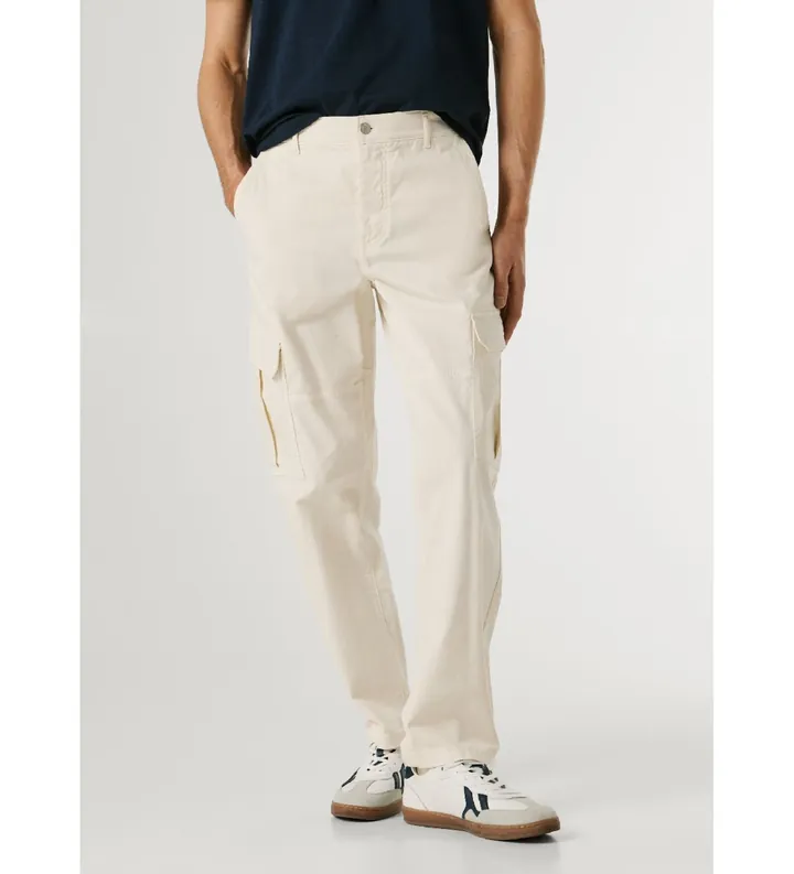 Pepe Jeans para hombre. PM2100078 Pantalón Regular Utility Cargo blanco roto (30), Casual, Algodón