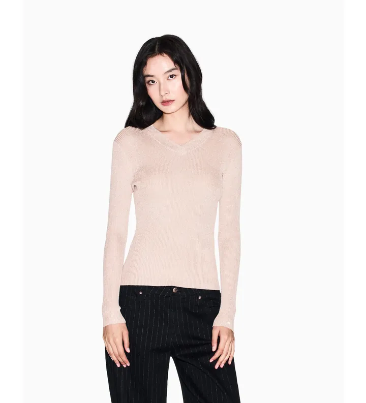 A|X Armani Exchange para mujer. XW001874AF11957M4014 Jersey Slim V rosa (L), Casual, Clásico, Viscosa