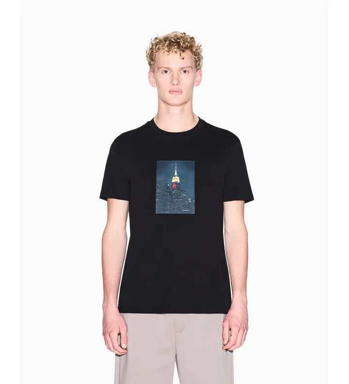 A|X Armani Exchange para hombre. XM002214AF10356UC001 Camiseta T-Shirt negro (L), Casual, Algodón, Manga corta