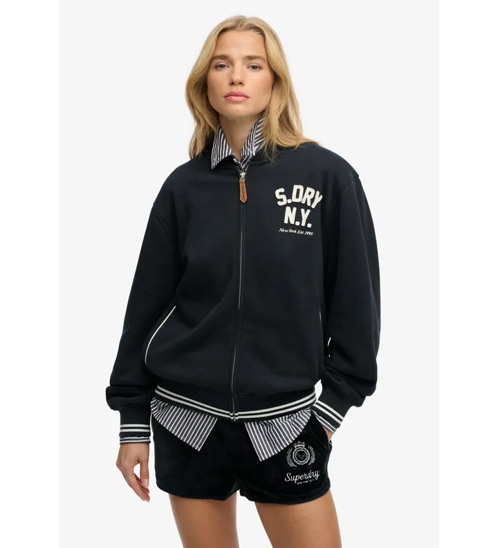 Superdry para mujer. W2012594A Chaqueta Country Club Bomber marino (L), Casual, Algodón