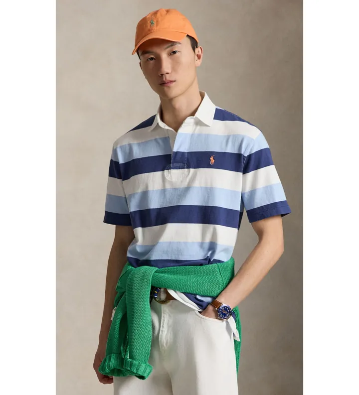 Polo Ralph Lauren para hombre. 710977587001 Polo Rugby azul (L), Casual, Algodón, Manga corta