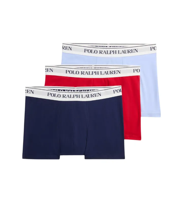 Polo Ralph Lauren para hombre. 714830299210 Set 3 bóxers de algodón elástico marino, rojo, azul (L), Casual, Multicolor