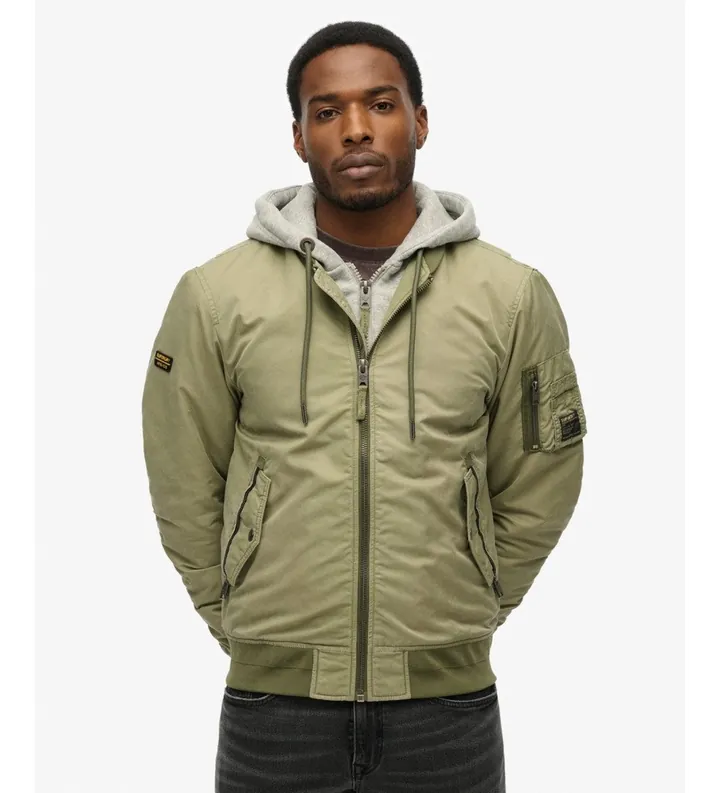 Superdry para hombre. M5012080A Cazadora bomber Military MA1 verde (L), Casual, Nylon