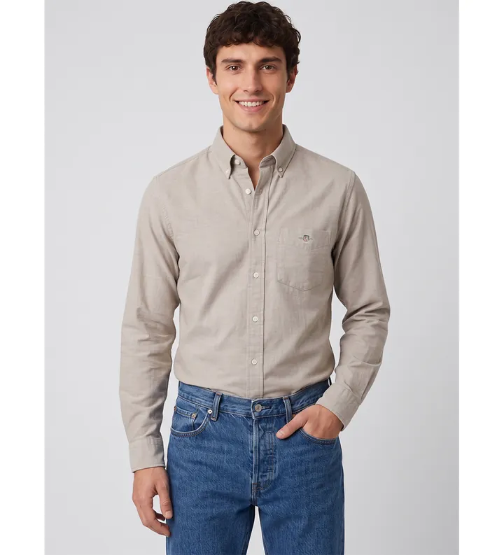 Gant para hombre. 3000200 Camisa Oxford clásica Regular Fit gris (L), Casual, Algodón, Clásico, Manga larga