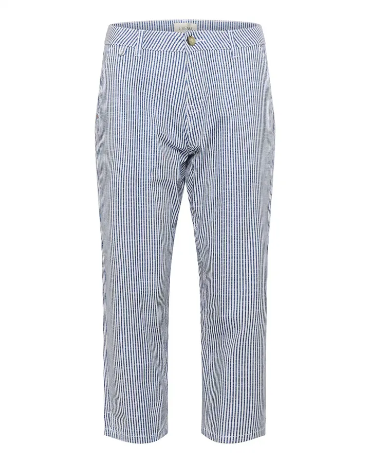 Cream Pantalón 'Berta' azul / blanco
