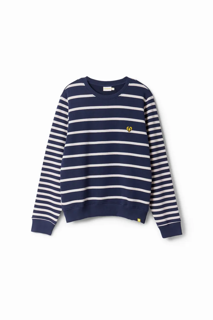 Desigual, Sudadera rayas imagotipo, Algodon, Azul, S