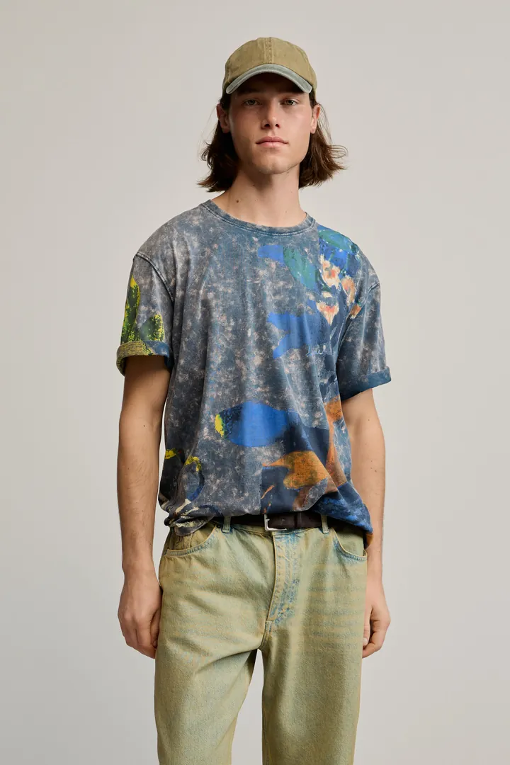 Desigual, Camiseta estampada arty, Hombre, Algodon, Azul, L