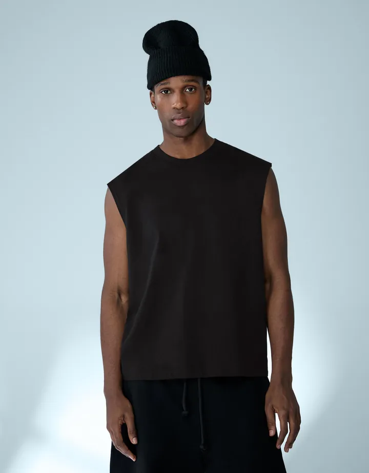 Bershka Camiseta Sin Mangas Hombre L Negro