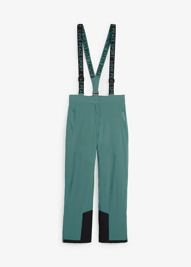 Pantalón térmico funcional de esquí con tirantes desmontables, material impermeable y corte recto