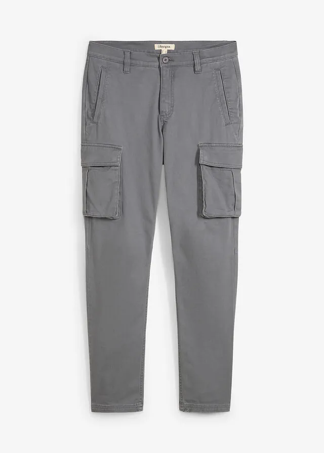 Pantalón cargo elástico, regular fit, con algodón puro, straight