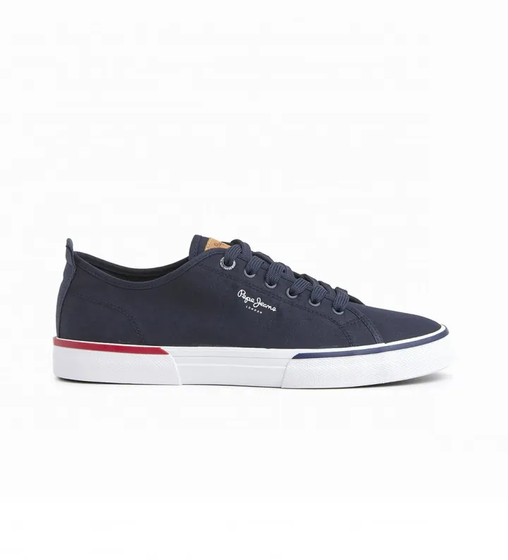Pepe Jeans para hombre. PMS30811 Zapatillas Básicas Kenton Smart marino (44), Tela, Plano, Cordones, Casual