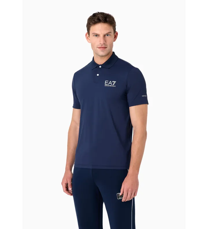 EA7 para hombre. 8NPF23_PJEMZ Polo Sport Ventus 7 marino (3XL), Azul, Casual, Deportivo, Poliéster, Manga corta
