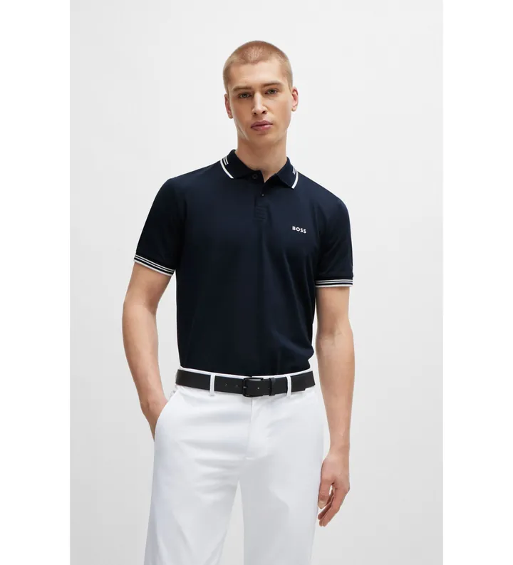 BOSS para hombre. 50506193 Polo Paul marino (S), Casual, Algodón, Manga corta