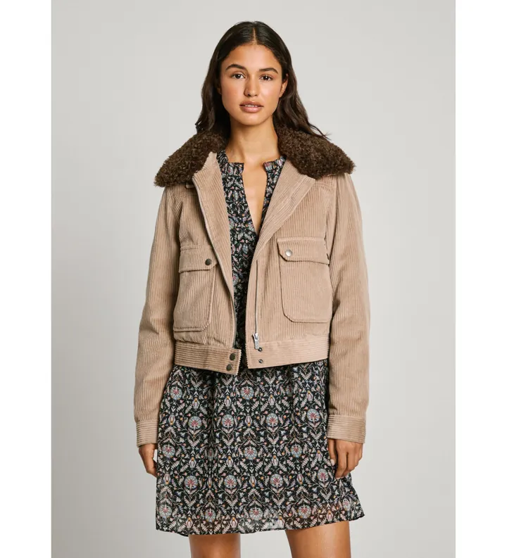 Pepe Jeans para mujer. PL402464 Chaqueta Candance beige (L), Casual, Algodón