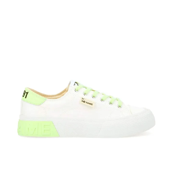 NO NAME para mujer. QNBCCF0 Zapatillas de lona con algodón reciclado Reset Sneaker blanco, verde (38), Tela, Plano, Cordones, Casual