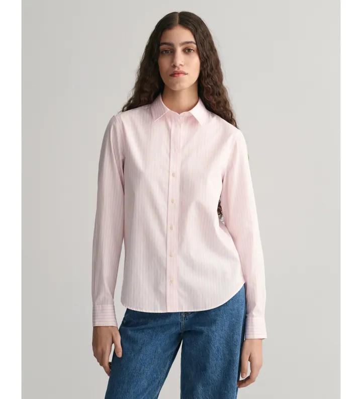 Gant para mujer. 4300214 Camisa Regular Fit de popelina a rayas rosa (38), Casual, Algodón, Manga larga