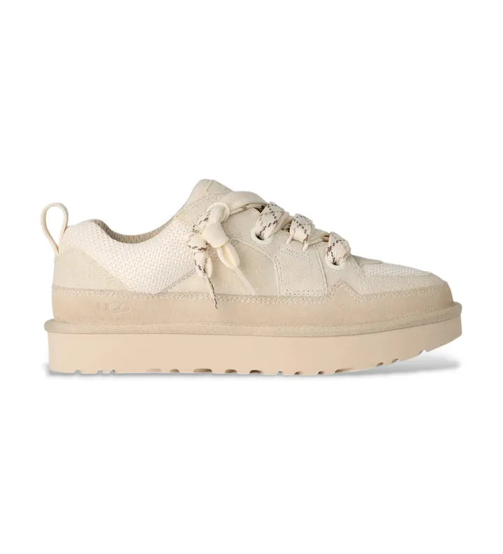UGG para mujer. 1168890 Zapatillas de Piel Lo Lowmel beige (36), Plano, 1 a 3cm, Cordones, Casual